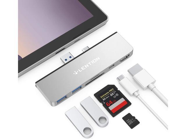 LENTION 6-in-1 USB C Hub for Surface Pro 7 Only with 4K/60Hz HDMI SD & Micro SD Dual Card Reader 2 USB 30 60W Type C Charging Multi-Port