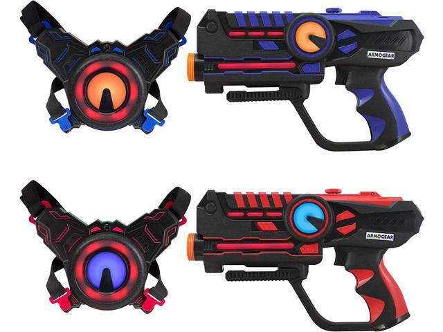 ArmoGear Infrared Laser Tag Guns and Vests - Laser Battle Game Pack Set of 2 - Infrared 09mW - Blue/Red