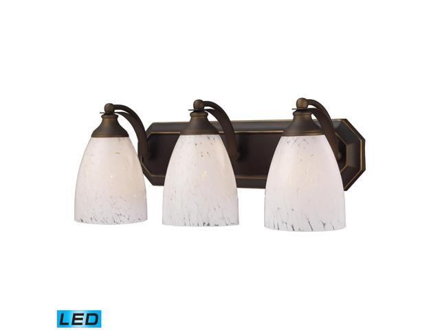 Elk Lighting 3 Light Vanity in Aged Bronze and Snow White Glass - 570-3B-SW-LED
