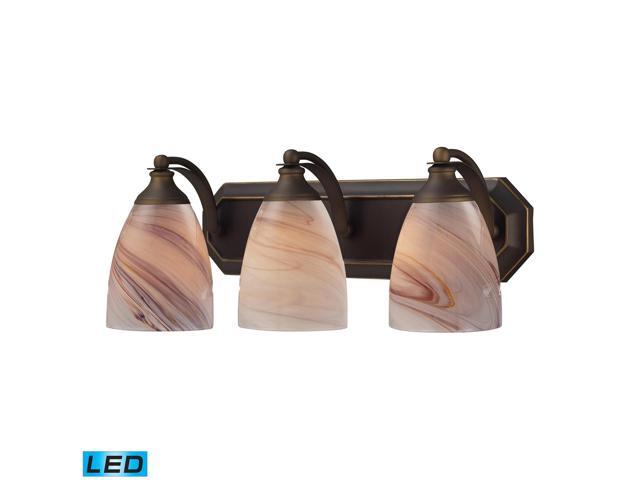 Elk Lighting 3 Light Vanity in Aged Bronze and Cr ¨me Glass - 570-3B-CR-LED