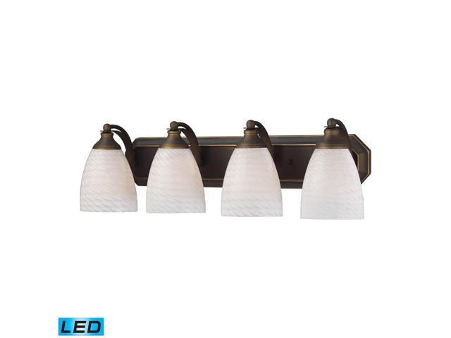 Elk Lighting 4 Light Vanity in Aged Bronze and White Swirl Glass - 570-4B-WS-LED