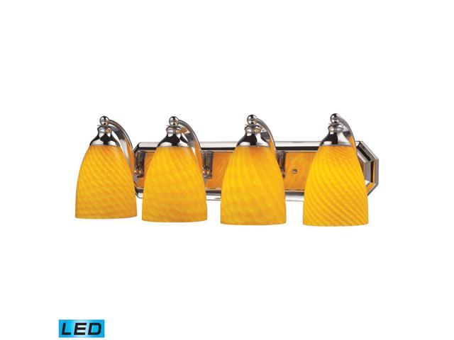 Elk Lighting 4 Light Vanity in Polished Chrome and Canary Glass - 570-4C-CN-LED