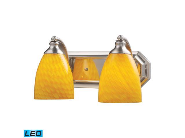 Elk Lighting 2 Light Vanity in Satin Nickel and Canary Glass - 570-2N-CN-LED