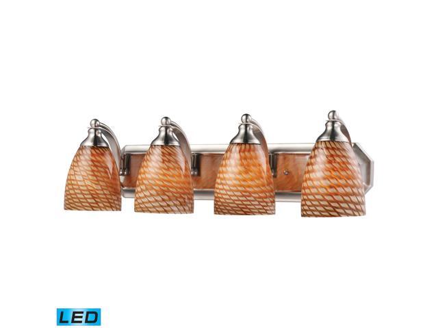 Elk Lighting 4 Light Vanity in Satin Nickel and Coco Glass - 570-4N-C-LED