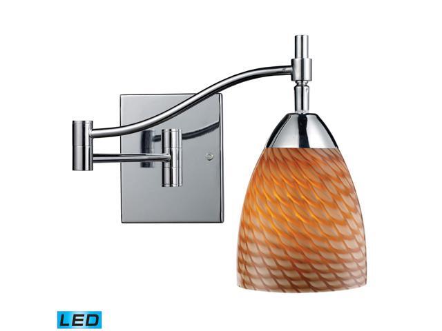 Celina 1-Light Swingarm Sconce In Polished Chrome And Coco Glass - LED Offering Up To 800 Lumens (60 Watt Equivalent) With Full Range Dimming