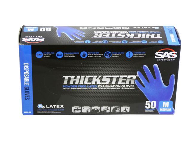 SAS Safety 6602-20 Thickster Powder-Free Exam Grade Gloves Medium 50-Pack