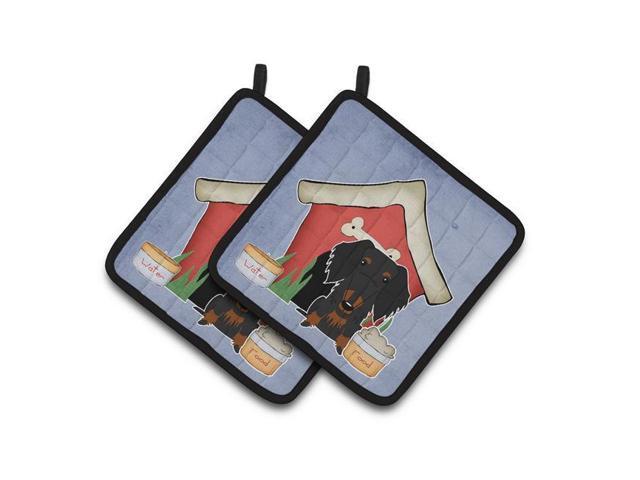 Carolines Treasures BB2881PTHD Dog House Collection Wire Haired Dachshund Black & Tan Pair of Pot Holders