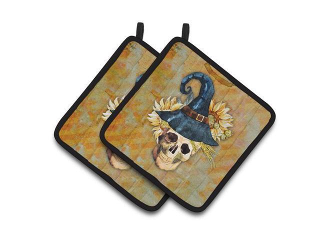 Carolines Treasures BB5126PTHD Day of the Dead Witch Skull Pair of Pot Holders