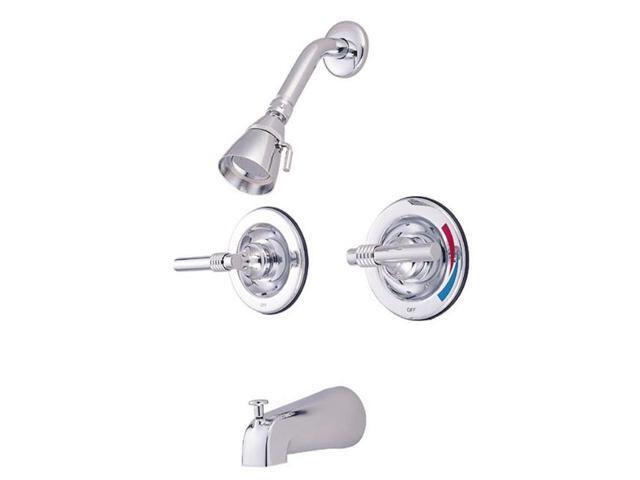 Kingston Brass KB661ML Twin Handle Tub & Shower Faucet Pressure Balance With Volume Control - Polished Chrome