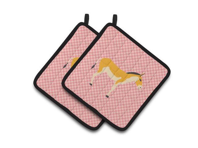 Carolines Treasures BB7854PTHD Turkmenian Kulan Donkey Pink Check Pair of Pot Holders