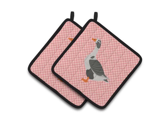 Carolines Treasures BB7895PTHD West of England Goose Pink Check Pair of Pot Holders