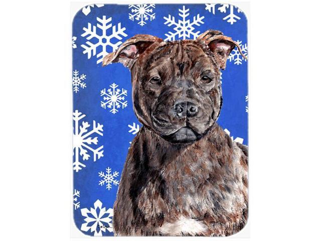 Staffordshire Bull Terrier Staffie Winter Snowflakes Mouse Pad Hot Pad or Trivet SC9777MP