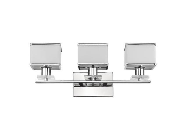 Chloe CH20039CM24-BL3 24 in Lighting Trilluminate Contemporary 3 Light Chrome White Opal Glass Bath Vanity Wall Fixture - Chrome