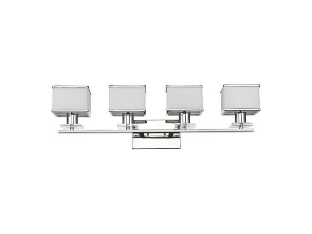 Chloe CH20039CM32-BL4 32 in Lighting Trilluminate Contemporary 4 Light Chrome White Opal Glass Bath Vanity Wall Fixture - Chrome