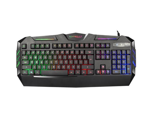 KG30 LED USB Gaming Keyboard with 7 Adjustable Colorful Backlights USB Wired LED Illuminated Rainbow Backlight Gaming Keyboard for PC