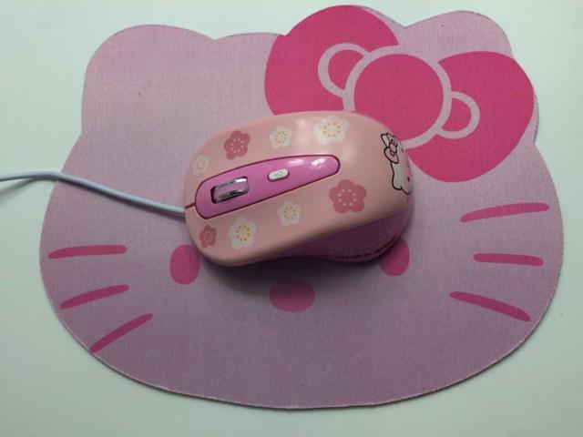 New Hello Kitty Wired Mouse Computer USB Optical Mouse + Cute Mouse Pad For Computer Laptop