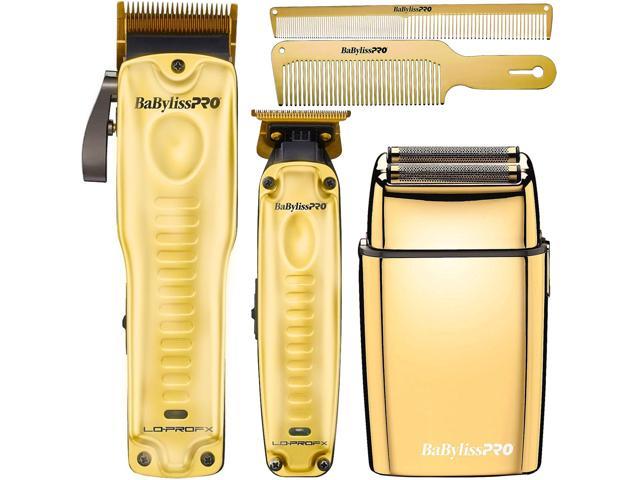 NeweggBusiness - BaByliss Pro LO-PROFX Clipper & Trimmer Gift Set (Gold) +  Metal Double Foil Shaver and Comb