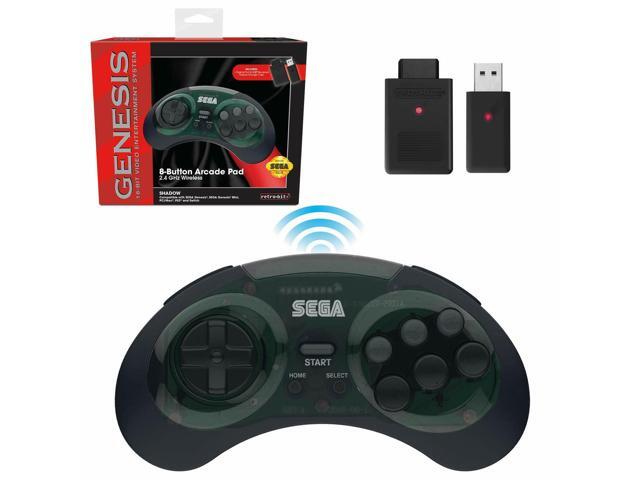 Retro-Bit Sega Genesis 24 GHz Wireless Controller 8-Button Arcade Pad for Sega Genesis Original/Mini Nintendo Switch PC Mac - Includes 2