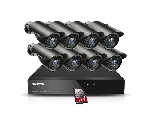 TMEZON Home Security Camera System 8 Channel 1080N Lite DVR and 8X 1080P HD Outdoor IP66 Weatherproof CCTV Cameras Smart Playback Instant Email