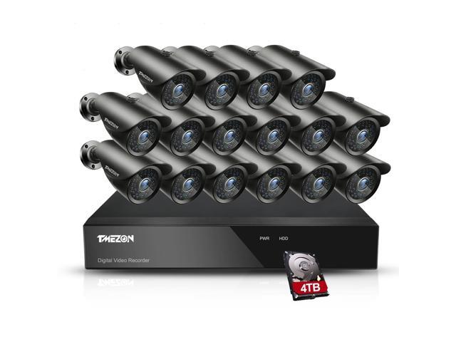 TMEZON 1080P CCTV Camera System 16CH 1080N Lite Surveillance DVR Video Recorder 16x HD 1920TVL 20MP Indoor Outdoor IR Night IP66 Weatherproof