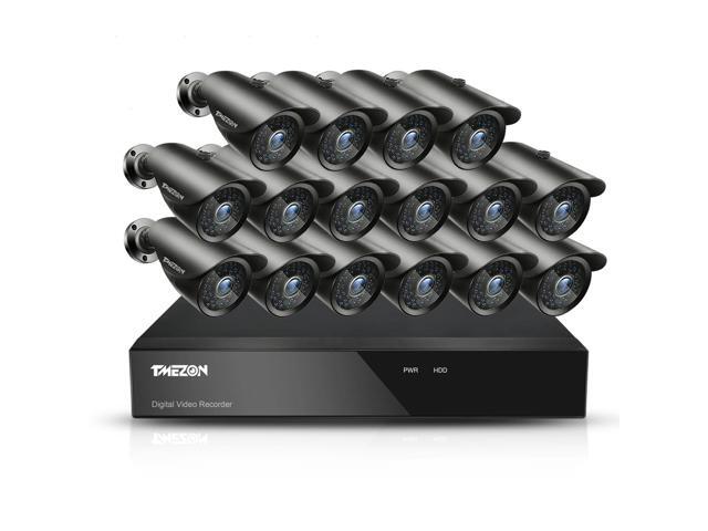 TMEZON 1080P CCTV Camera System 16CH 1080N Lite Surveillance DVR Video Recorder 16x HD 1920TVL 20MP Indoor Outdoor IR Night IP66 Weatherproof