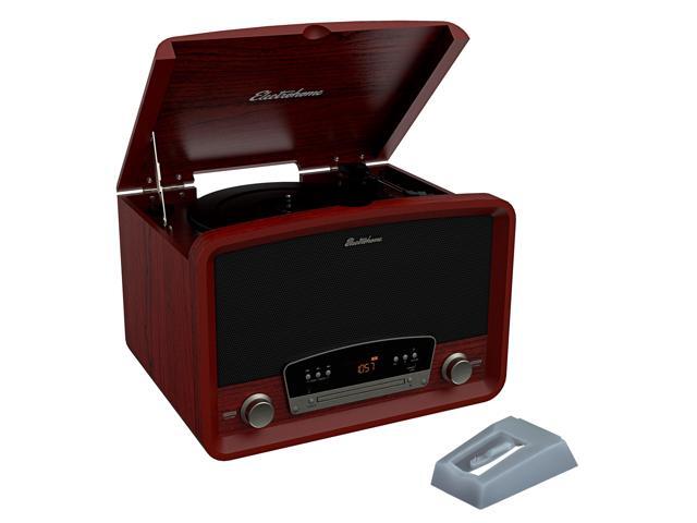 Electrohome Kingston 7-in-1 Vintage Vinyl Record Player Stereo System with 3-Speed Turntable Bluetooth AM/FM Radio CD Aux In RCA/Headphone Out