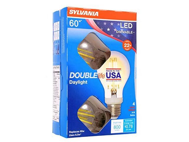 SYLVANIA General Lighting Daylight 40297 Sylvania 60 Watt Equivalent A19 LED Light Bulbs Dimmable Color 5000K Made in The USA with US and