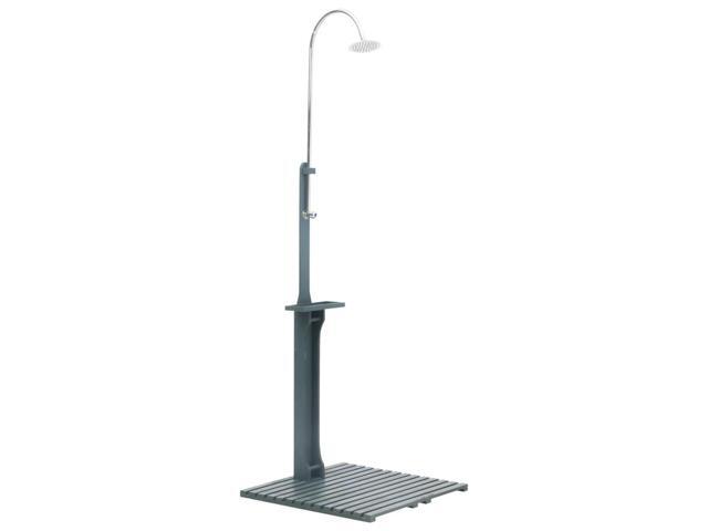 vidaXL Garden Shower with Base Adjustable Water Pressure Anthracite Wood Pool
