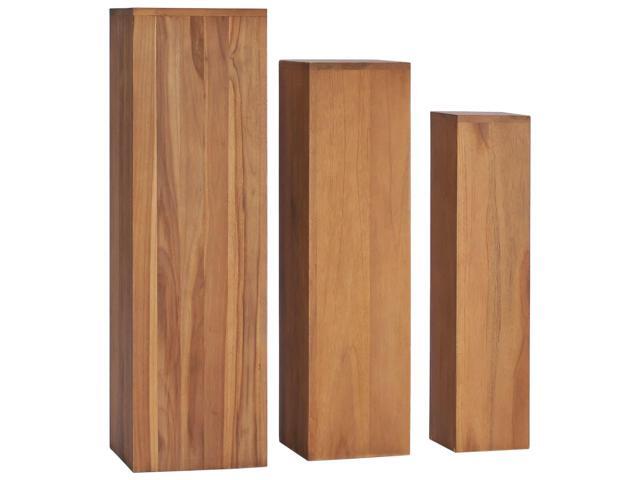vidaXL Solid Teak Wood 3 Piece Plant Stand Set Flower Pot Stand Display Rack