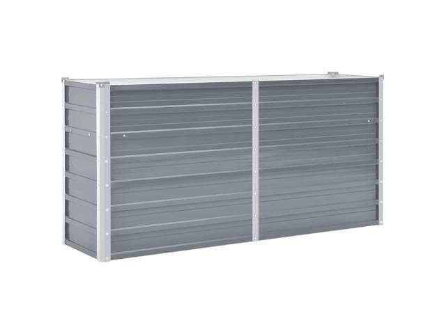 vidaXL Garden Raised Bed Open Bottom Galvanized Steel 63' Gray DIY Garden Bed