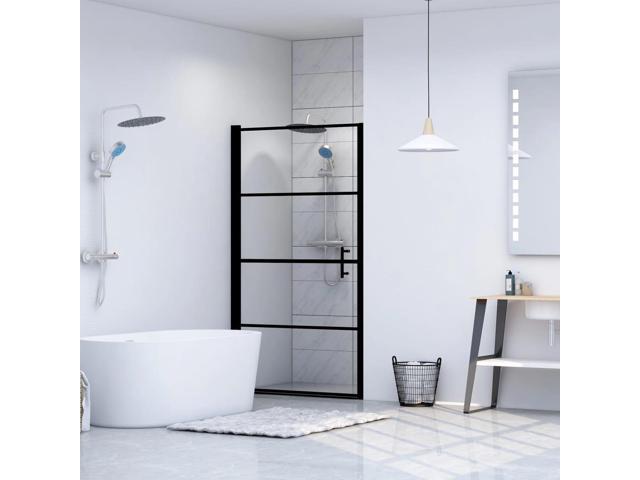 vidaXL Shower Door Tempered Glass Black Bath Enclosure Bathroom Cabin Panel