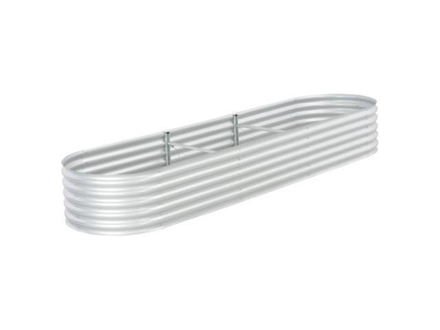 vidaXL Garden Raised Bed 126' Galvanised Steel Silver Garden Plant Flower Box