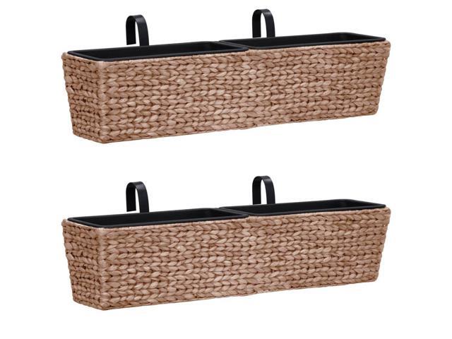 vidaXL 2x Garden Planters Water Hyacinth Brown Outdoor Raised Bed Plant Box