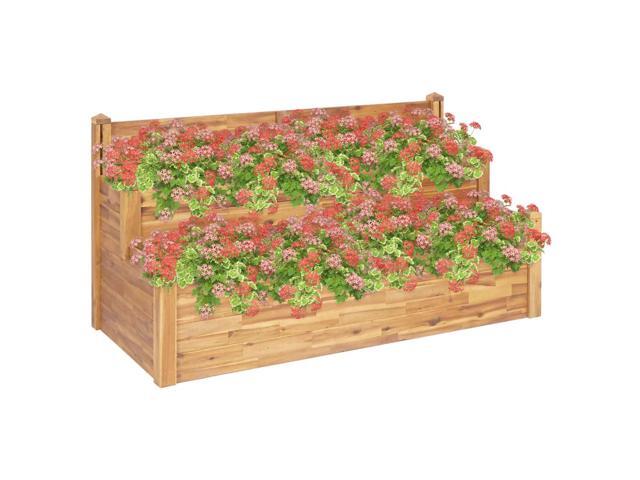 vidaXL Solid Acacia Wood 2-Tier Garden Planter 63' Growing Box Raised Bed