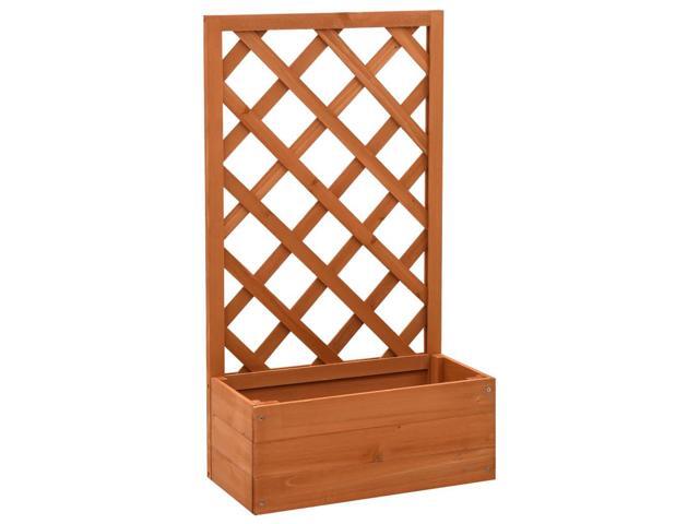 vidaXL Solid Firwood Garden Trellis Planter Orange Raised Bed Flower Box Pot