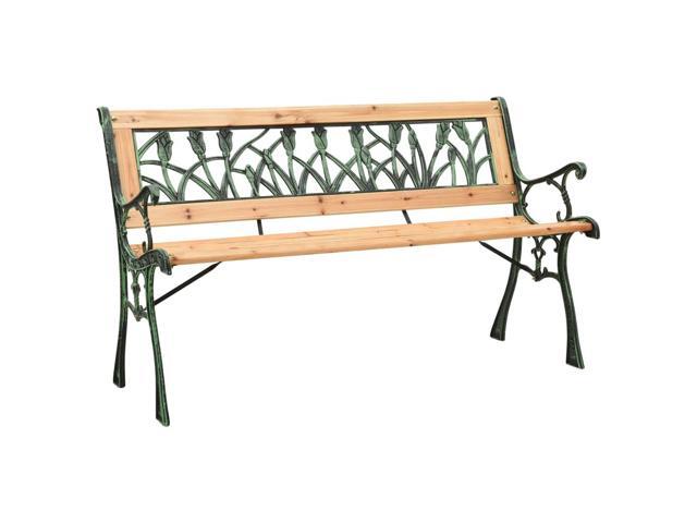 vidaXL Solid Firwood Garden Bench 48' Cast Iron Outdoor Patio Lounge Seating