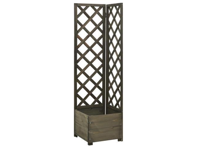 vidaXL Solid Firwood Corner Trellis Planter Gray Wooden Flower Plant Support