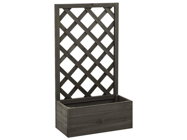 vidaXL Solid Firwood Garden Trellis Planter Gray Raised Bed Flower Box Pot