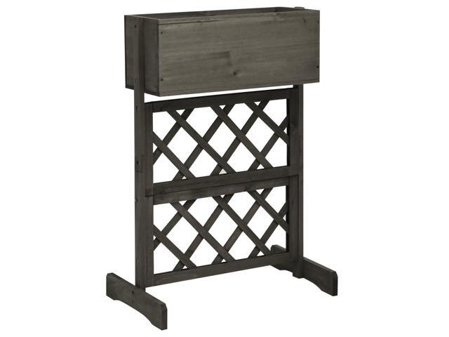 vidaXL Solid Firwood Garden Trellis Planter Gray Raised Bed Flower Box Pot