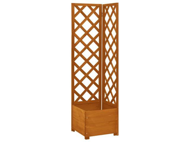vidaXL Solid Firwood Corner Trellis Planter Orange Wooden Flower Plant Support