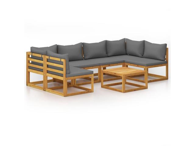 vidaXL Solid Acacia Wood Garden Lounge Set with Cushion 7 Pieces Outdoor Patio