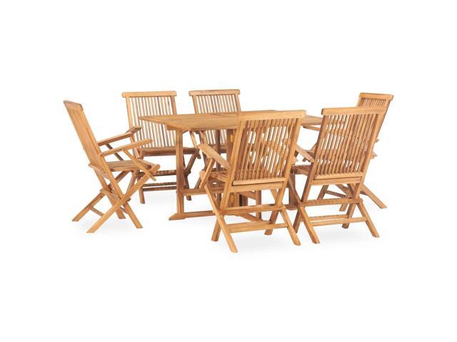 vidaXL Solid Teak Wood Folding Outdoor Dining Set 7 Pieces Garden Dinner Patio