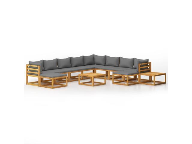 vidaXL Solid Acacia Wood Garden Lounge Set with Cushion 12 Pieces Outdoor