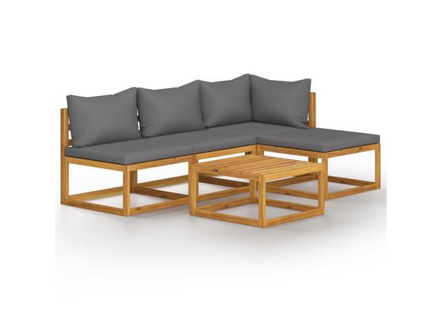 vidaXL Solid Acacia Wood Garden Lounge Set with Cushion 5 Pieces Outdoor Patio