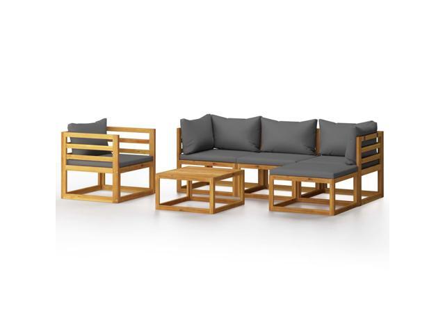 vidaXL Solid Acacia Wood Garden Lounge Set with Cushion 6 Pieces Outdoor Patio