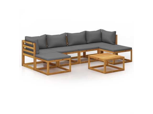 vidaXL Solid Acacia Wood Garden Lounge Set with Cushion 7 Pieces Outdoor Patio
