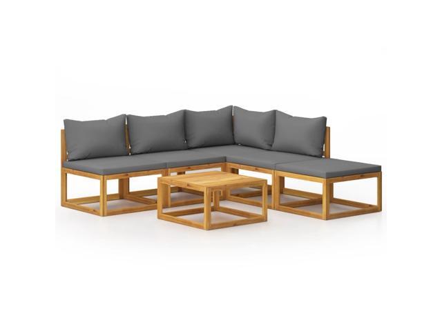 vidaXL Solid Acacia Wood Garden Lounge Set with Cushion 6 Pieces Outdoor Patio