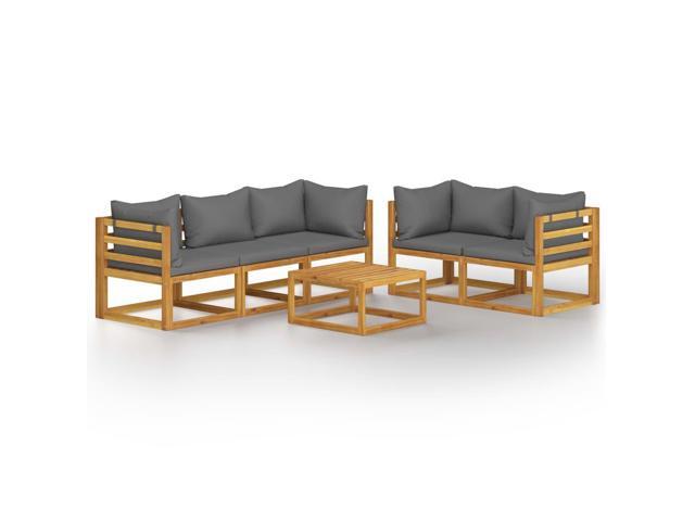 vidaXL Solid Acacia Wood Garden Lounge Set with Cushion 6 Pieces Outdoor Patio