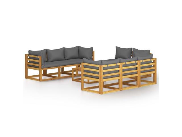 vidaXL Solid Acacia Wood Garden Lounge Set with Cushion 9 Pieces Outdoor Patio