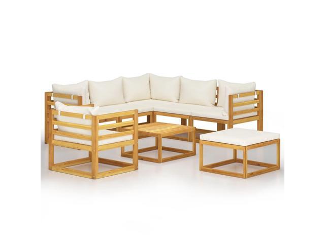 vidaXL Solid Acacia Wood Garden Lounge Set with Cushion 8 Pieces Cream Outdoor